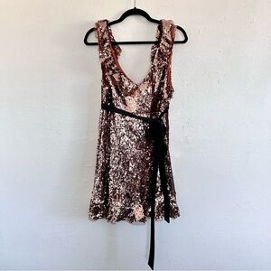 NWT Free People Siren Sequin Mini Dress with Black Belt